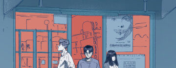 Teníamos 15 años. Los tres protagonistas de la historia delante del videoclub Rick's